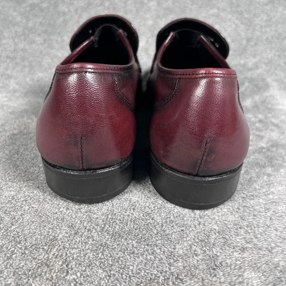 Florsheim Loafers Como Burgundy Black Cherry Leather Moc Toe Strap Mens 9 3E
